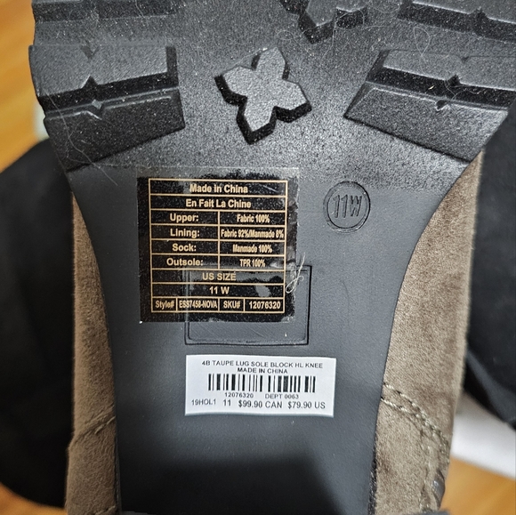 TORRID Lace-Up Back Lug Sole High Boot Wide Calf Taupe 11W - Picture 5 of 10